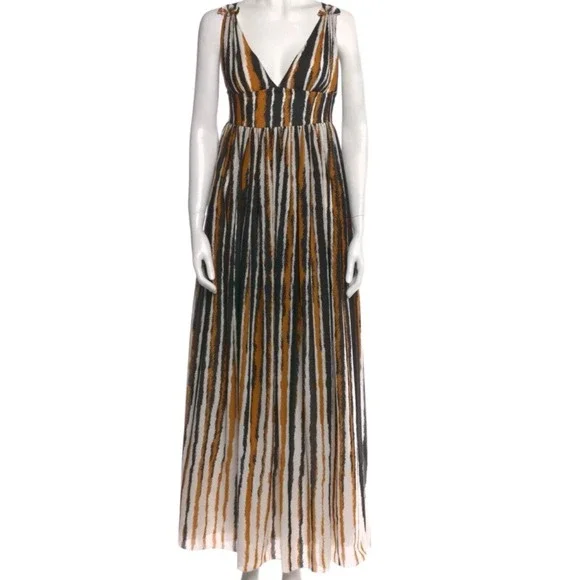 Ronny Kobo Collection Dresses | Ronny Kobo Brown Black Tiger Striped V Neck Maxi Dress Size Medium | Color: Black/Brown | Size: M | Bbpocketbook's